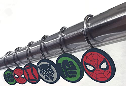 Jay Franco Marvel Avengers Shields 14 Piece Bathroom Set - Includes Shower Curtain, 12 Hooks, & Non-Slip Bath Rug - Easy Care Fabric (Official Marvel Product) #TOP2