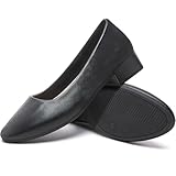 Jeekopeg Low Chunky Pumps Women's Round Toe Heels PU Leather Chunky Pump Shoes Classic Closed Toe Pumps Low Heel Dress Shoes for Women(Black,US8)