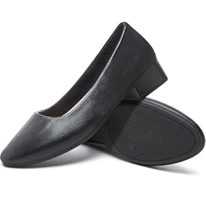 Jeekopeg Low Chunky Pumps Women’s Round Toe Heels PU Leather Chunky Pump Shoes Classic Closed Toe Pumps Low Heel Dress Shoes for Women