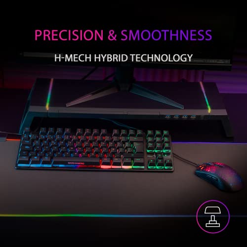 MK02 Nero, Tastiera Gaming H-Mech, TKL Compatto, FRGB Rainbow, Antighosting, Lingua Spagnola - Tastiera gaming - Immagine 1