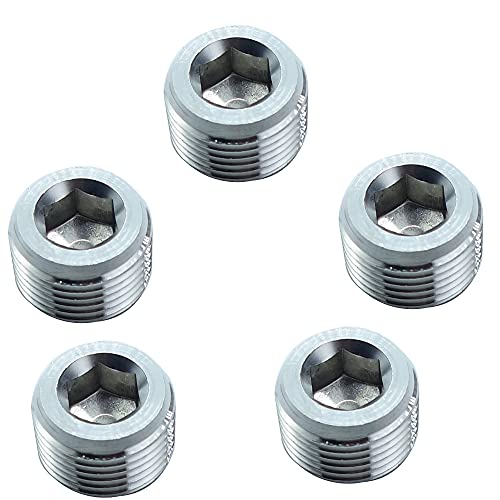 HongBoW Hardware 5 Pcs 3/8" NPT Stainless Steel 304 Internal Hex Countersunk Thread Socket Pipe Plug(Thread O.D: 0.675")