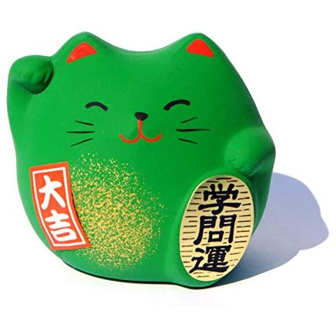 GOTO Maneki Neko Feng Shui Lucky green cat for success in education Cover