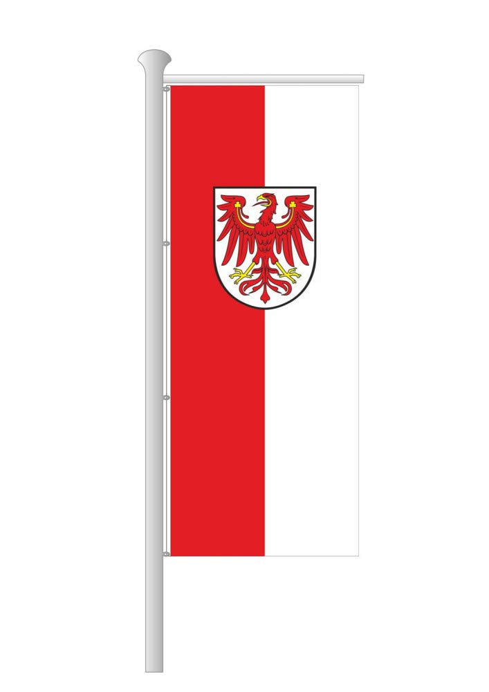 Deitert Bundesland-Flagge Brandenburg – 120x300 cm Brandenburg Flagge mit Wappen, Fahne für Ausleger aus reißfestem Polyester
