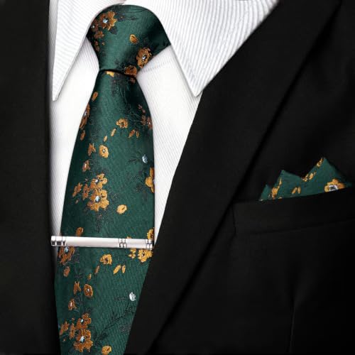 Image of DiBanGu Silk Floral Ties for Men Woven Paisley Necktie