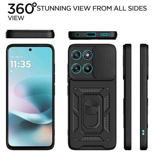 Image of Luxe Back Cover for Motorola G Max 5G / Motorola G57 Power 5G / Motorola G67 Power 5G | D10 Tough Armor Case | Sliding Camera Shield | 360 Protection | Kickstand Ring Holder | Military-Grade