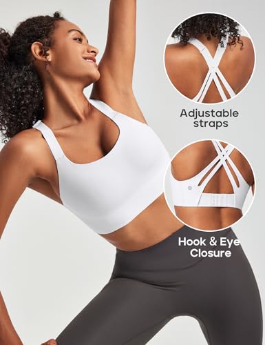 Image of Heathyoga Medium-High Support Sports Bras for Women Molded Cup Adjustable Strappy Sports Bra Supportive Bras for Yoga