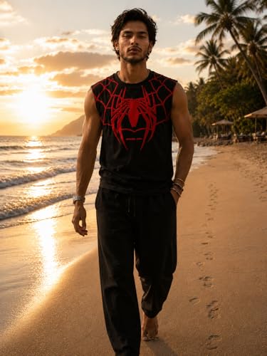 Image of Men's Sleeveless Tank Top for Daily & Gym Use | Round Neck Athletic T-Shirt | Breathable Sports Vest for Workout Running Training Fitness & Casual Wear
