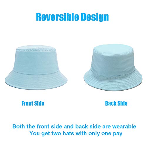 Image of Bucket Hat for Women Men, Reversible Cotton Summer Sun Beach Cap Solid Color Style