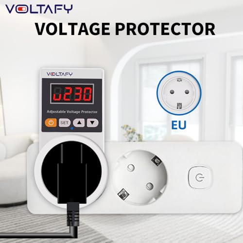 Auto AC Voltage Protection Socket, Over/Low Voltage and Current Protector with Display Screen and Auto Restart for 220V, Digital Volt Breaker, Household Electricity Protection Device.