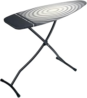 Ironing Board D - Integrated Steam Iron Rest - Adjustable Height with Transport Lock - Non-Slip Rubber Feet - Cotton Cover with Foam Layer - Foldable XL Unit - Titan Oval - 135x45 cm