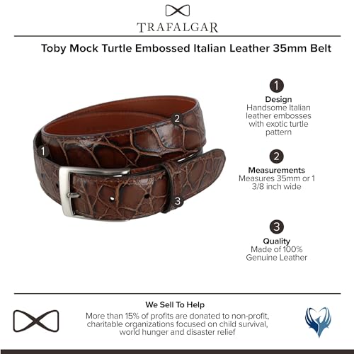 Trafalgar Men's Toby Mock Turtle Embossed Italian Leather 35mm Belt2
