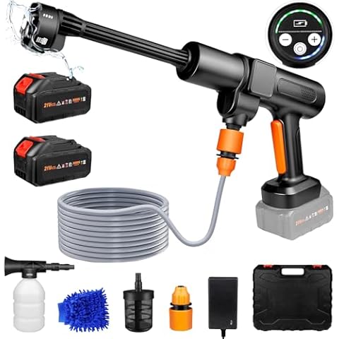 FAMIROSA Cordless Pressure Washer, 652 PSI Battery Powered Portable Pressure Washer, 6-in-1 Nozzle Electric Power Cleaner for Car, Garden, and Window Washing (Two Batteries Included) Cover