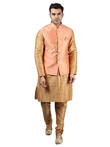 Image of Uri and MacKenzie Men's Silk Blend Kurta Pajama with Designer Ethnic Nehru Jacket /Modi Jacket