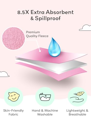 Image of SuperBottoms Diaper Changing Mat for Baby - Waterproof & Washable Bed Protector | Super Absorbent, Lightweight, Breathable InstaDry Playmat (70cm x 100cm) - Peppy Pink (Medium)