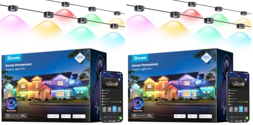 Image of Govee Permanent Outdoor Lights Pro, 200ft with 120 RGBIC LED Lights, Black (Pack of 2)