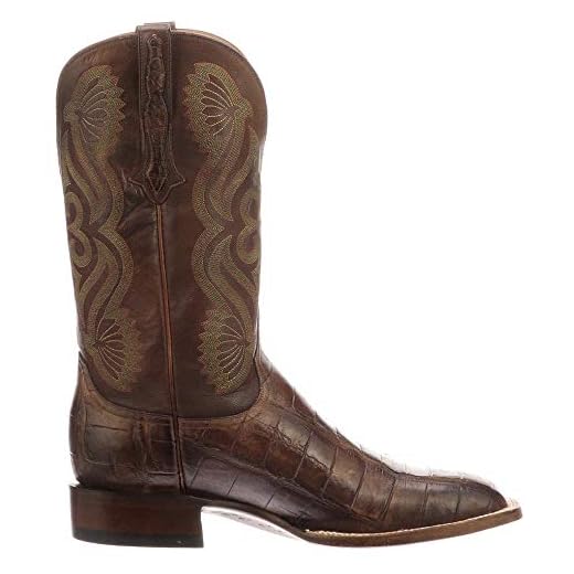 Lucchese Bootmaker Mens Roy Alligator Square Toe Boots Mid Calf - Brown - Size 10 D