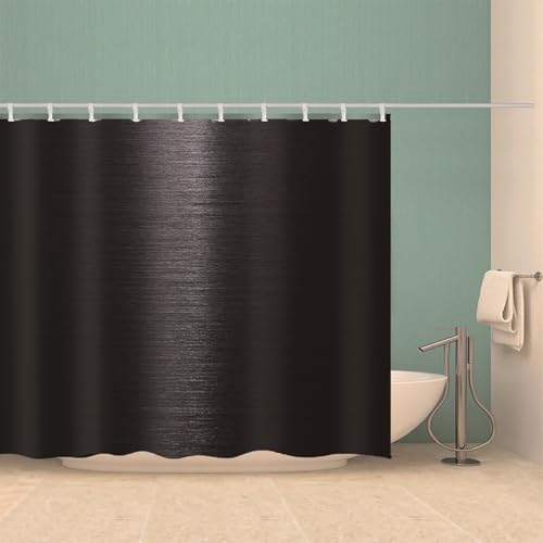 Rideau de douche noir imperméable en polyester lavable pour salle de bain