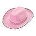 Kajoeiae Women's Cowgirl Costume Sets Bandana Wide Brim Sequins Cowboy Hat with Tassel Scarf Western Style Party Supplies (Pink Sequin, 2Pcs)