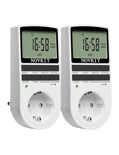 2x NOVKIT digitale Zeitschaltuhr Steckdose mit 10 konfigurierbaren...