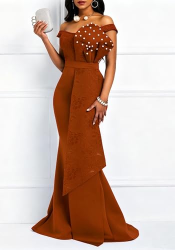 Image of Floor-Length Pearl Sleevelevess A-Line Women's Maxi Dress Long Dress