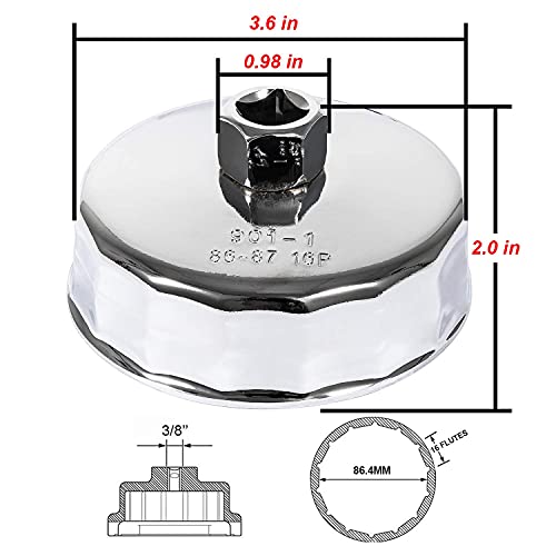 ROUTEKING Ölfilterschlüssel, 86 mm, 16 Rillen, für BMW, Ölfiltergehäusekappen-Entfernungswerkzeug passend für N20, N26, N51, N52, N54, N55, N63, N74, S55 und S63 Motoren, robuster