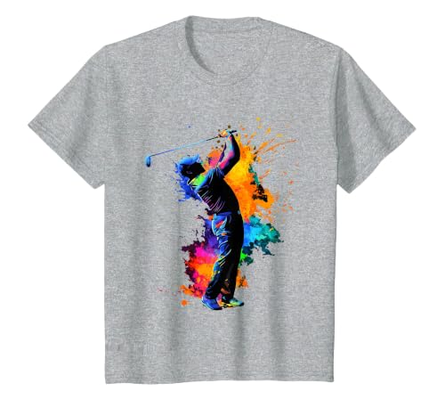 Colorful Golfer Golf Golfing T-Shirt, Youth, Heather Grey, 3T
