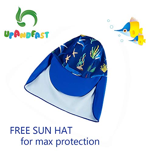 Upandfast Baby Boy Swimsuit With Snap Bottom Upf 50+ Sun Protection Toddler One Piece Swimwear (Blue Shark, 3 Months) #TOP5