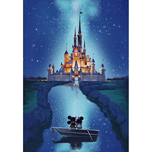 YEESAM ART Kit de pintura de diamantes, broca completa, castillo de Disney, 40 x 50 cm, DIY 5D Diamond Painting Strass bordado para el hogar pared y salón decoración (castillo)