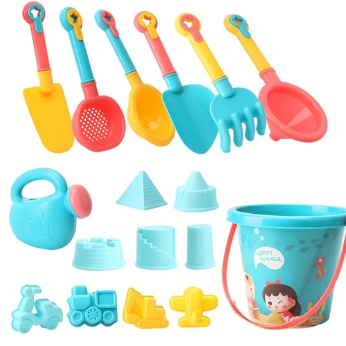 Sandspielzeug Set, 18-teiliges Strandspielzeug für Kinder, Sandkasten Spielzeug mit Eimer, Schaufel, Sandformen, Gießkanne, Sieben & Netz-Tragetasche – Sandkasten Spielzeug für Jungen & Mädchen