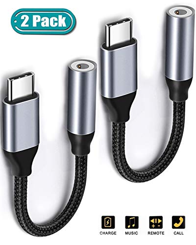 USB C to 3.5mm Audio Headphone Jack Adapter 2-Pack, Yixi Type C to