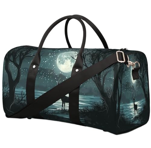 Travel Duffle Bag Deer Lake Foldable Travel Bags for Men Women, 17 Inch Gym Bag Workout Bag Carry on Weekender Overnight Bag for Gym Travel