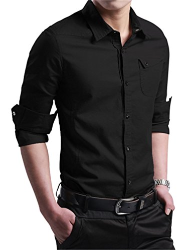 mens dress shirt with black buttons