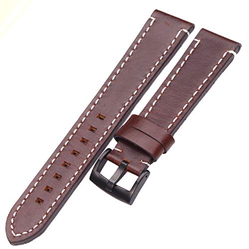 Bracelet montre cuir véritable haut de gamme marron foncé avec boucle