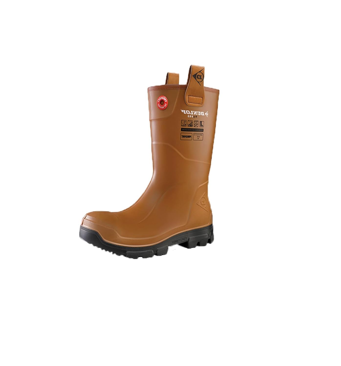Dunlop Purofort RigPRO - Unisex Full Safety Mid-Calf Short Waterproof Work Boots, Brown, Antistatic and Slip-Resistant Wellies with Steel Toecap for Outdoor and Industrial Use - EU44, UK10