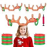 🦌【Divertimento interattivo】: Un giocatore indossa il cappello di corna di renna gonfiabili di natale, mentre gli altri lanciano a turno gli anelli alle corna per vedere chi è più preciso! Questo giochi natalizi non solo migliora la coordinazione occhio-mano e i riflessi, ma promuove anche l'interazione genitore-figlio e il lavoro di squadra.