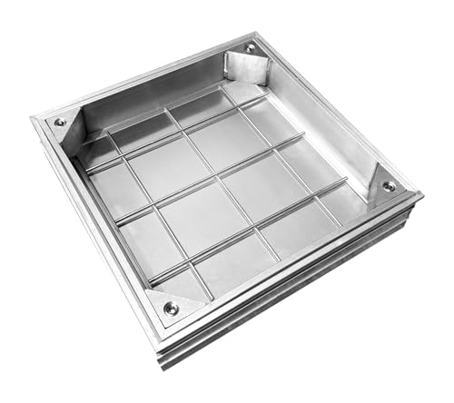 NATOTELA Recessed Manhole Cover and Frame Clear Opening Size 200x200mm Heavy Duty Invisible Aluminium alloy Inspection Chamber Cover Square Embedded Manhole Lid with Lifting Keys for Patios Garden