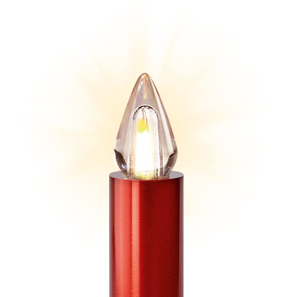 Lumix® kabellose LED Christbaumkerzen Weihnachtsbaumkerzen 12er Basis-Set SuperLight Flame Metallic Mini Rot 9cm warmweiß inkl. Fernbedienung 77146