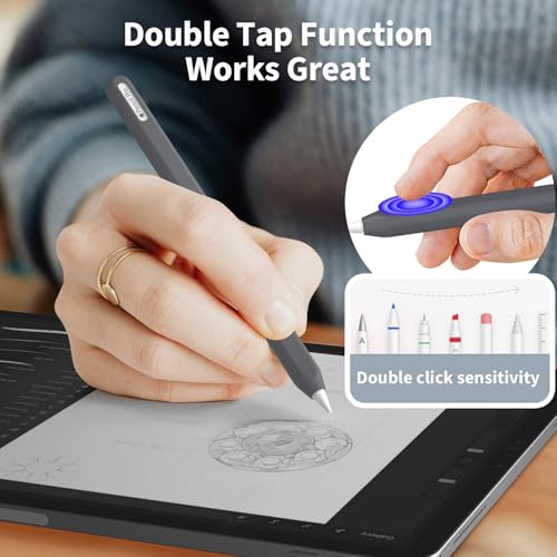 Image of Ultra Thin Protective Pencil Cover for Apple Pencil Pro &Apple Pencil 2nd Gen Silicone Case Sleeve Compatible with Apple Pencil Pro (Dark Grey)