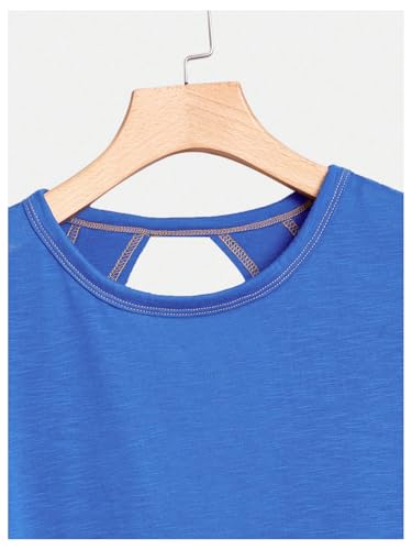 Image of SOLY HUX Women Open Back Tops Workout Backless Tee Casual Athletic Shirts Short Sleeve Oversized Gym T Shirt