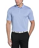 PGA Tour Men’s Heather Feeder Stripe Short Sleeve Golf Polo Shirt, Moisture-Wicking, Sun Protection, Stretch Shoulder Seams, Azurine HTR, XX-Large