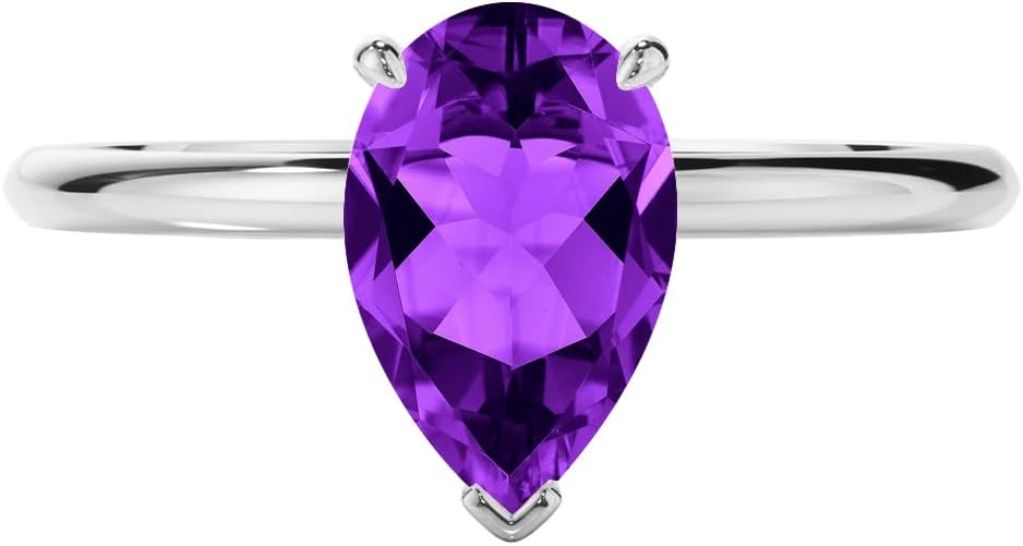 Aihpos 1ct 1.5ct 2ct Gemstone Women's Engagement Rings - Pear Birthstone Ring White Yellow Rose 10K 14K 18K Gold 925 Sterling Silver Proposal Statement Anniversary Promise Ring for Her