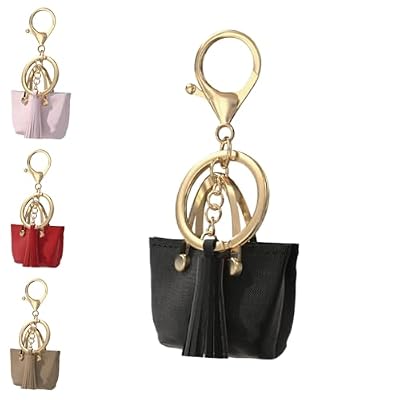 Generico Women's Mini Tote Bag Decorative,PU Leather with Tassel,Car and Bag Accessory,Gift for Ladies (black,1PCS)