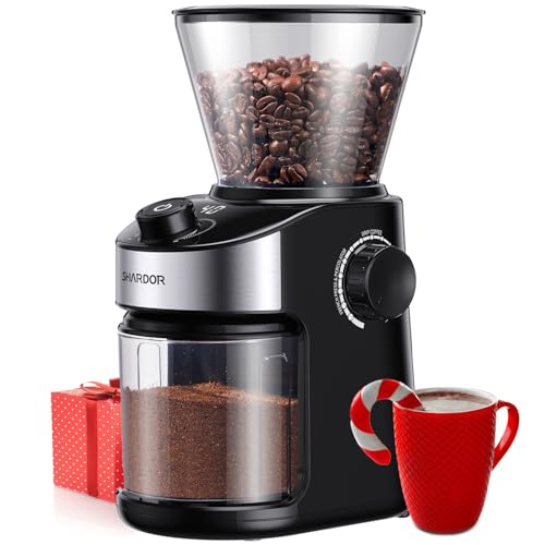SHARDOR Kaffeemühle, Kaffeemühle Elektrisch mit 25 Mahleinstellungen, Coffee Grinder mit präziser Digitalanzeige, Scheibenmahlwerk Für Espresso, Tropfkaffee und French Press, 200W, 200g Bohnenbehälter