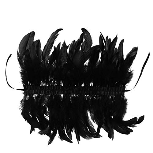 XIARUI Männer Krawatte Federkragen Choker Shrug-Schal-Schulter-Wrap-Kap mit Band-Krawatten für Kostümdekoration Mode (Color : Black) Cover