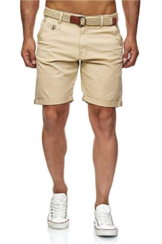 Indicode Kurze Hosen Herren mit Gürtel - Conor - Cargo Shorts Herren aus Baumwolle - Sommer Freizeithose mit Taschen - S...
