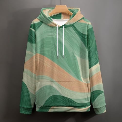 Sweat à capuche imprimé 3D idéal pour sorties urbaines pull géométrique vert foncé - 2