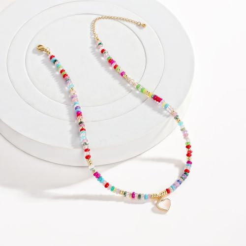 YOUFENG Clover Necklaces for Women Colorful Beaded Gemstone Choker 14K Gold Cross Butterfly Necklace Natural Stone Handmade Jewelry Gift4