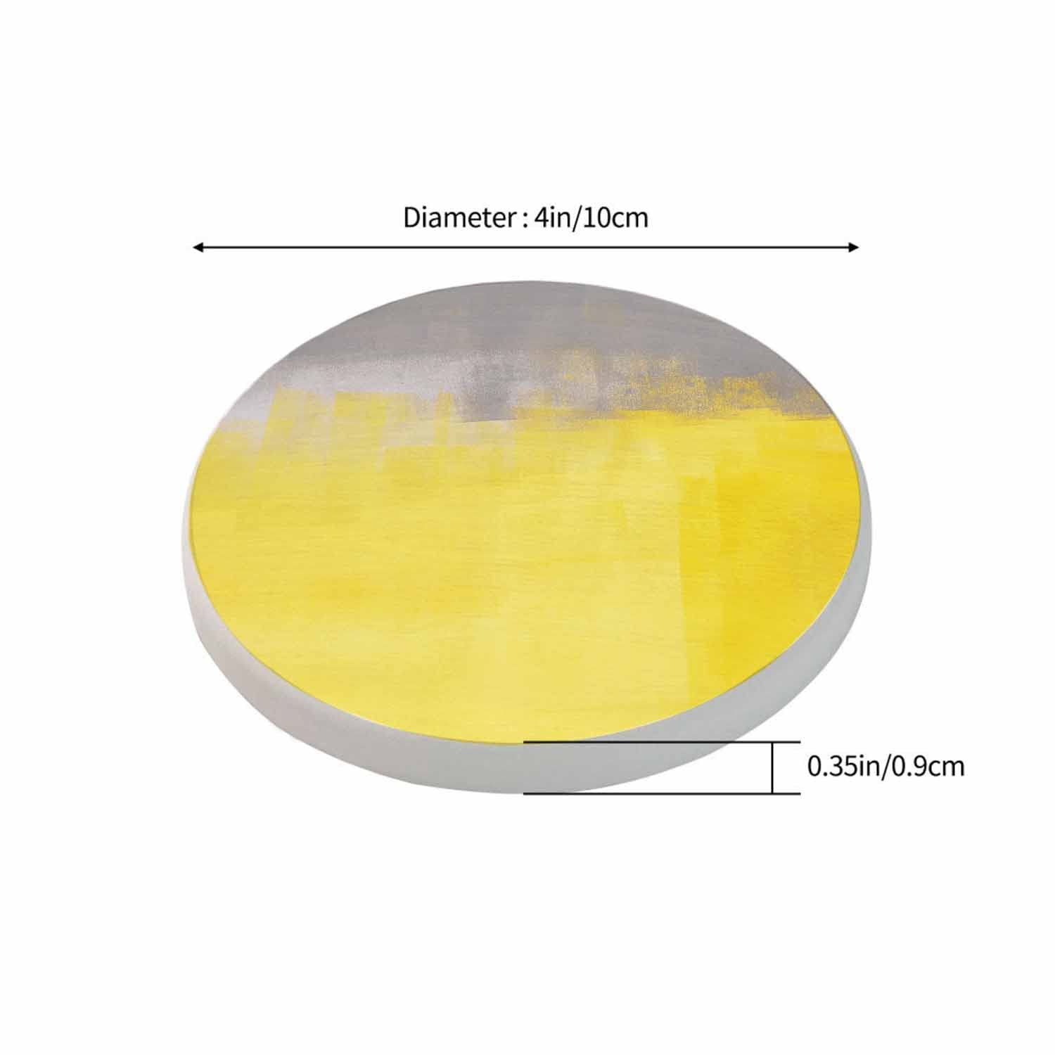Pznen Yellow and Grey Art Coaster for Drinks Individual Modern Abstract Acrylic Brush Contemporary Artistic Simple Desgin Presents for Housewarming Birthday and Family 100% Diatomite 4''X 4'',2 Pack