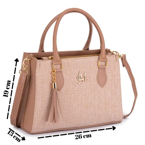 Bolsa Feminina Transversal Lorena Com Alça Removível Alca de Ombro Bolsa Media (Amêndoa Palha)