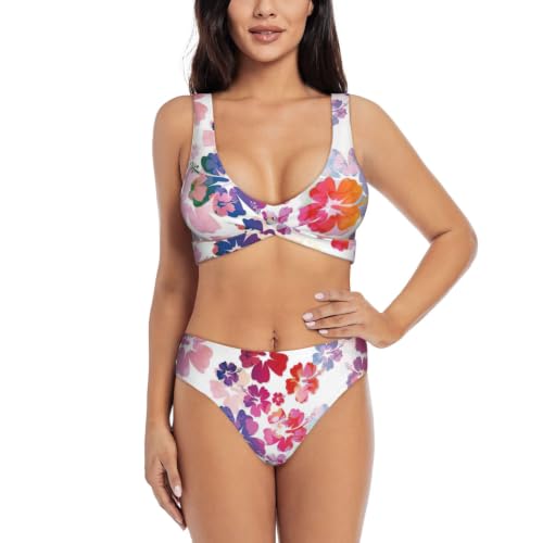 Bikini hawaïen floral ajusté éliminant les marques de bronzage avec sa coupe triangle épurée